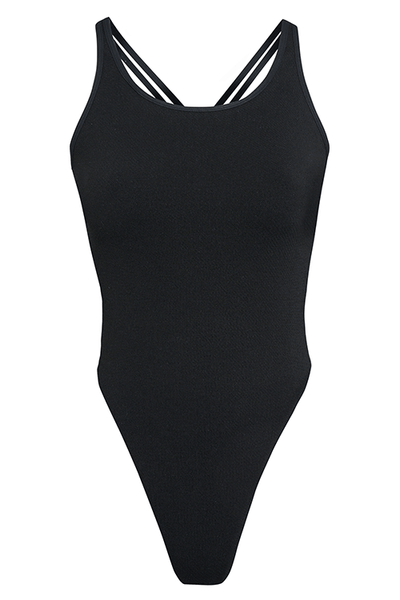 ITEM m6 Small‚0-4 / Black Soft Ribbed Shape Bodysuit