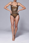 ITEM m6 S‚0-4 / Golden Black All Mesh Shape Thong Bodysuit